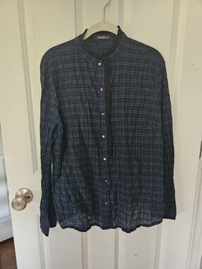 J. McLaughlin Plaid Ruffle Button Up